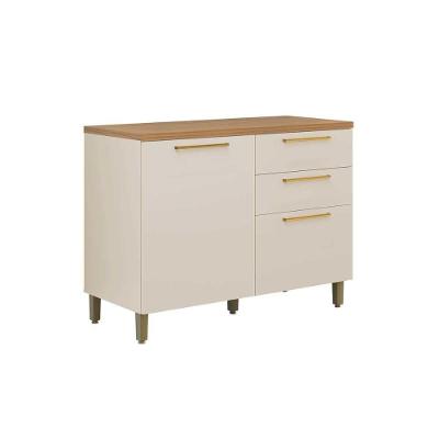 Balcão De Cozinha Modulado C- Tampo Atena C- 1 Porta E 3 Gavetas 120cm Jequitiba-off White Fosco - Linea Brasil