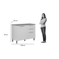Balcão De Cozinha Modulado C- Tampo Atena C- 1 Porta E 3 Gavetas 120cm Jequitiba-off White Fosco - Linea Brasil - 3