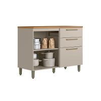 Balcão De Cozinha Modulado C- Tampo Atena C- 1 Porta E 3 Gavetas 120cm Jequitiba-off White Fosco - Linea Brasil - 5