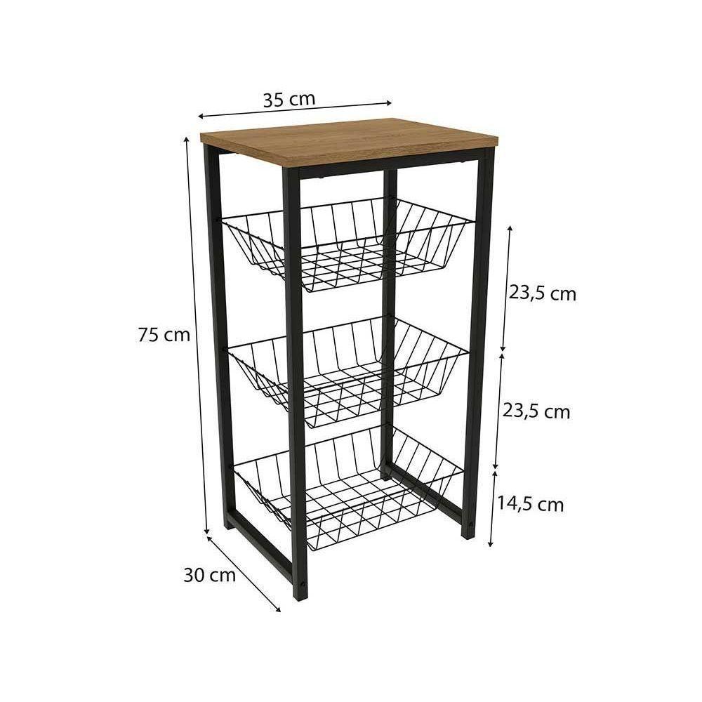 Balcão Multiuso Cozinha Fruteira Crome Indrustrial Li035 Canela-branco - Kappesberg - 2