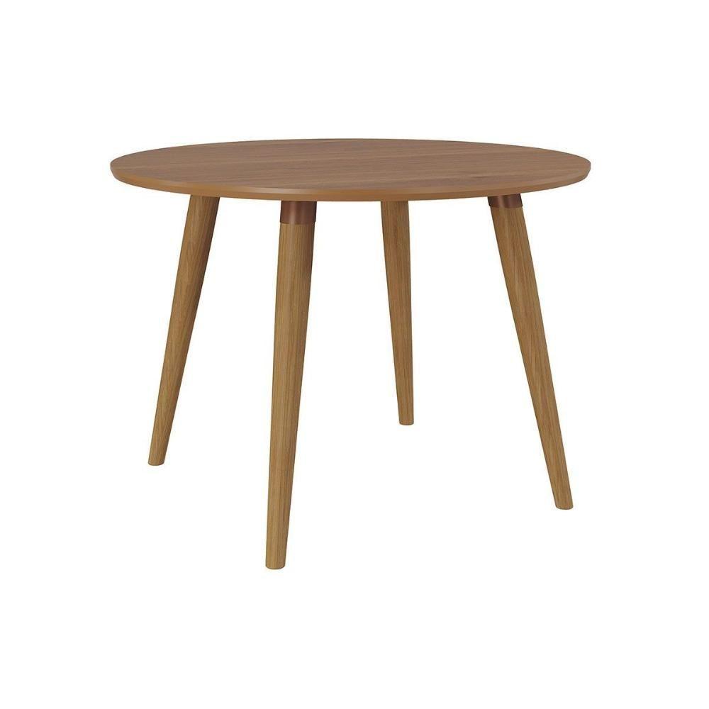 Mesa Multiuso Cozinha Dani C- Tampo Madeirado Redondo 109x109cm Carvalho-cinamomo - Cimol - 1