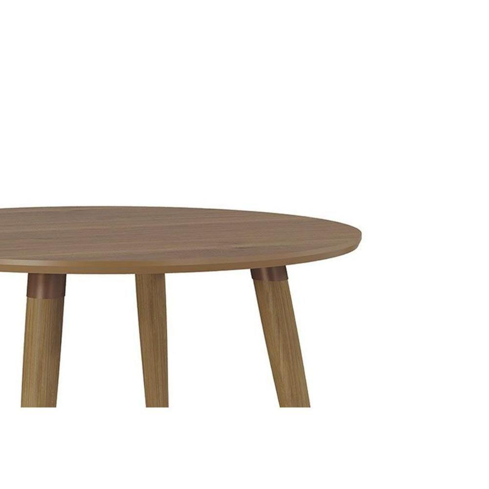Mesa Multiuso Cozinha Dani C- Tampo Madeirado Redondo 109x109cm Carvalho-cinamomo - Cimol - 4