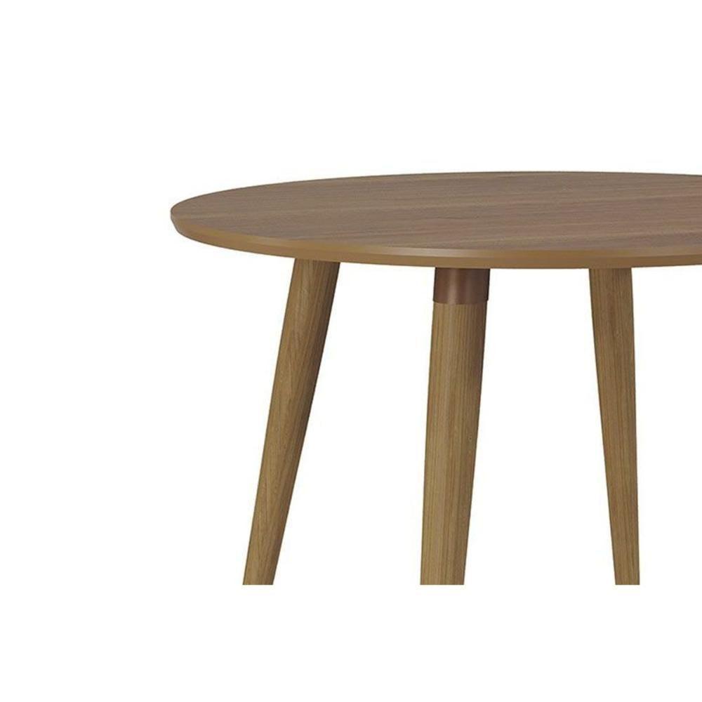 Mesa Multiuso Cozinha Dani C- Tampo Madeirado Redondo 109x109cm Carvalho-cinamomo - Cimol - 5