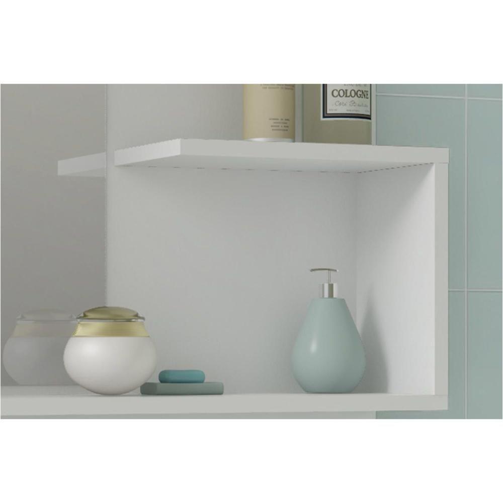 Bancada De Banheiro Balcão Suspenso Lótus-bia C- Cuba 55cm E Armário C- Espelho Branco-preto - Mgm - 7