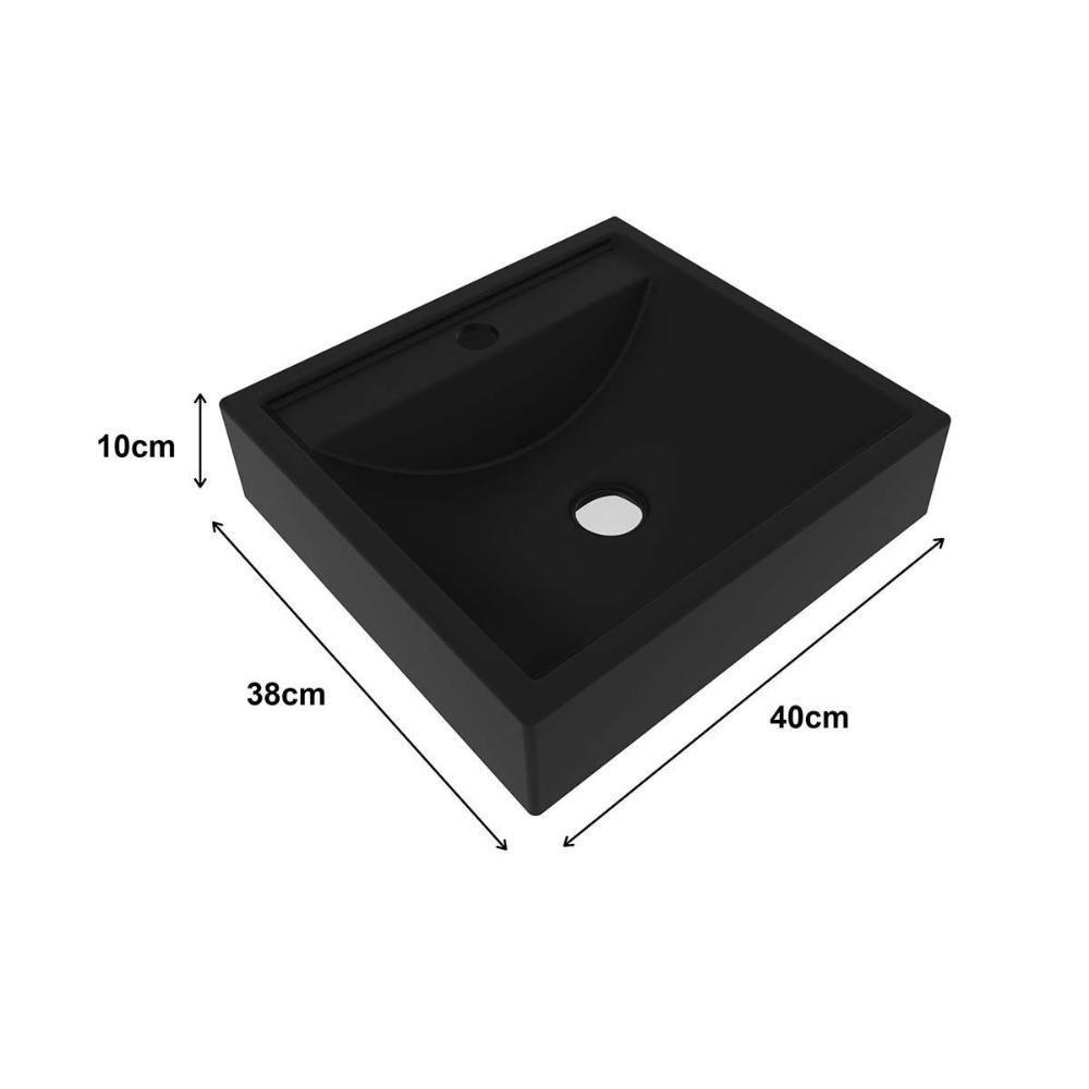 Cuba P- Pia De Banheiro De Sobrepor Bn3657 40x38cm Preto - Tecno Mobili - 2