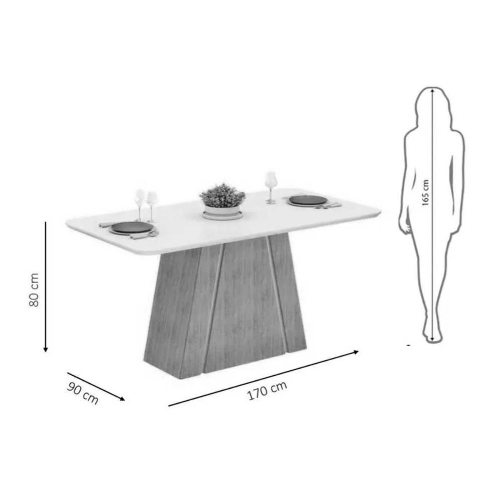 Mesa Multiuso Cozinha Gabi C- Tampo Madeirado C- Vidro Curvo 170x90cm Cedro-off White - Dj Móveis - 2