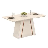 Mesa Multiuso Cozinha Gabi C- Tampo Madeirado C- Vidro Curvo 170x90cm Cedro-off White - Dj Móveis - 9