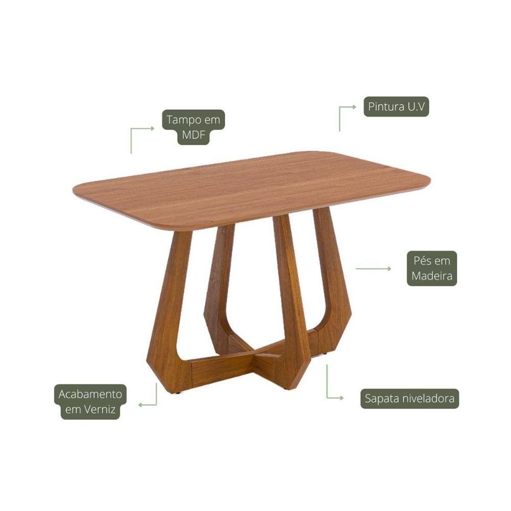 Mesa Multiuso Cozinha Bromélia Natuame C- Tampo Madeirado 130x80cm Carvalho-cinamomo - Cimol - 2