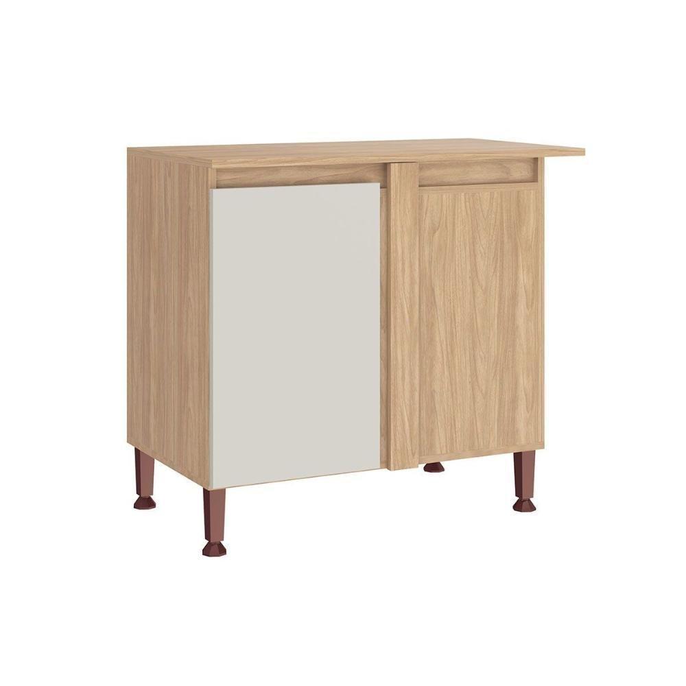 Balcão De Cozinha C- Tampo Rebeca Canto 94cm Mel-off White - Movelbento - 1