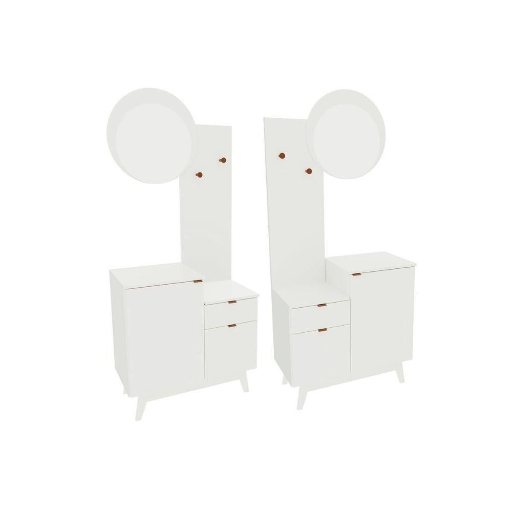 Armário C- Balcão Banheiro Pés Bn3680 S- Cuba 2 Portas 1 Gaveta E Espelho Branco - Tecno Mobili - 4