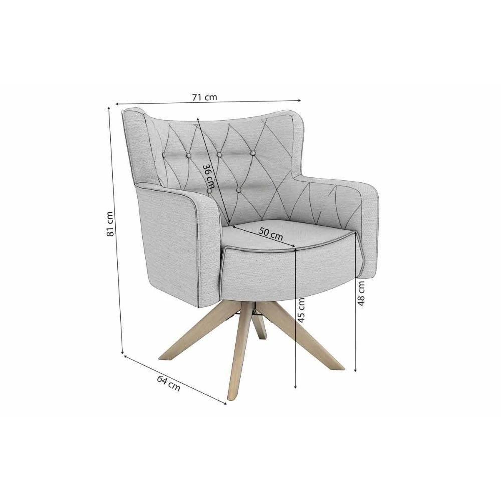 Poltrona Decorativa P- Sala Olga 1p001ca 1 Un Carvalho-bouclé Azul - Kappesberg - 2