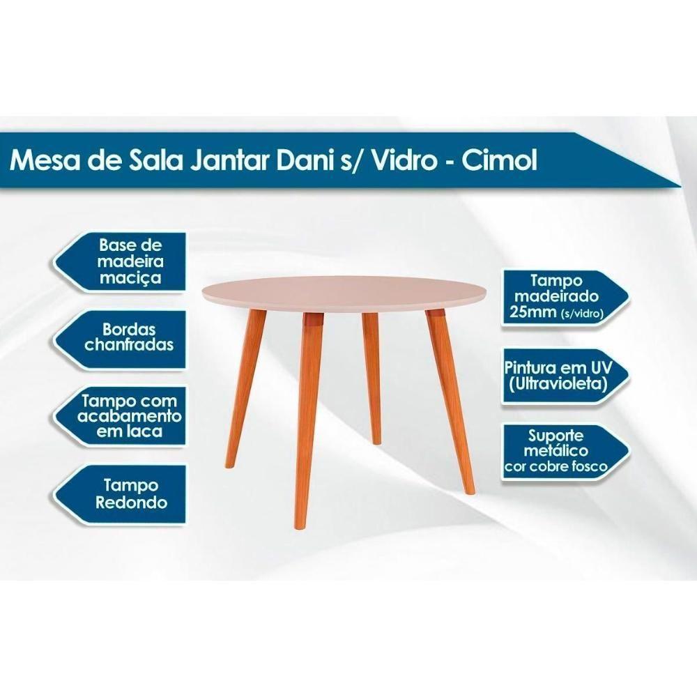 Conjunto: Mesa Sala Jantar Dani Tampo Madeirado 110cm E 4 Cadeiras Fernanda Madeirado-off White - Nature-madeirado-suede N - Cimol - 3