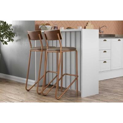 Bancada Ilha Cozinha Bella 2613 120cm E 2 Banquetas 1747 Branco - Rose-areia-caramelo - Carraro