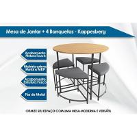 Mesa P- Cozinha Li038 C- Tampo Madeirado 90 Cm + 4 Banquetas Canela-branco - Kappesberg - 2
