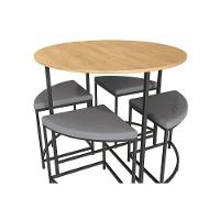 Mesa P- Cozinha Li038 C- Tampo Madeirado 90 Cm + 4 Banquetas Canela-branco - Kappesberg - 5