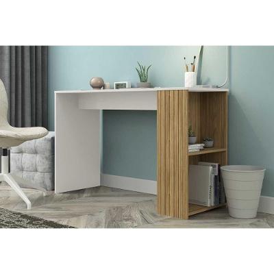 Mesa Escrivaninha Retangular Mb 1060 Juvenil MDP 120cm Mel-off White com Nichos e Prateleiras
