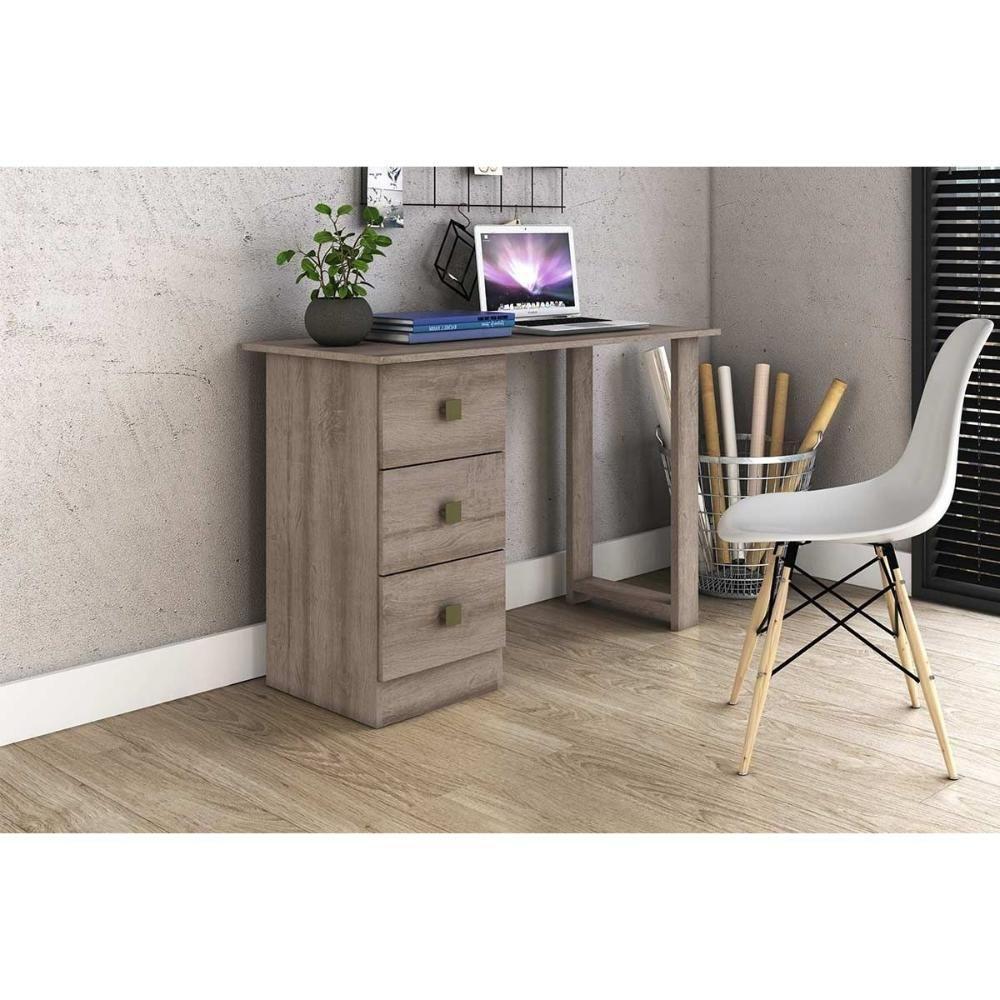 Mesa De Computador Solteiro Msm 436 C- 3 Gavetas Rustico - Movelbento - 1