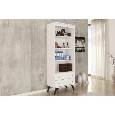 Estante De Livros Esm 216 C- 2 Gavetas Branco - Movelbento
