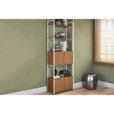 Estante Livreiro De Escritório Industrial Alta Li018 C- 4 Portas 72x200cm Canela-branco - Kappesberg