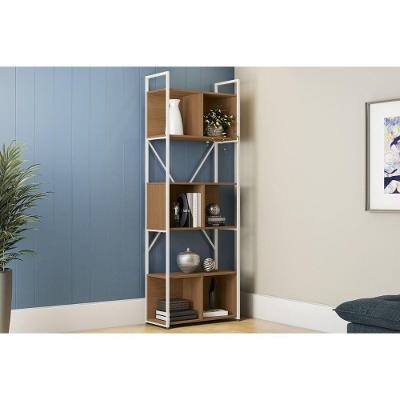 Estante Livreiro De Escritório Industrial Alta Li014 C- 6 Nichos 72x202cm Canela-branco - Kappesberg