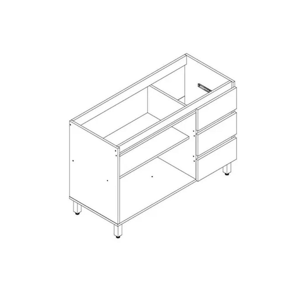 Balcão De Cozinha Modulado Rebeca C- 2 Portas E 3 Gavetas S- Tampo 120cm Mel-avelã - Movelbento - 2