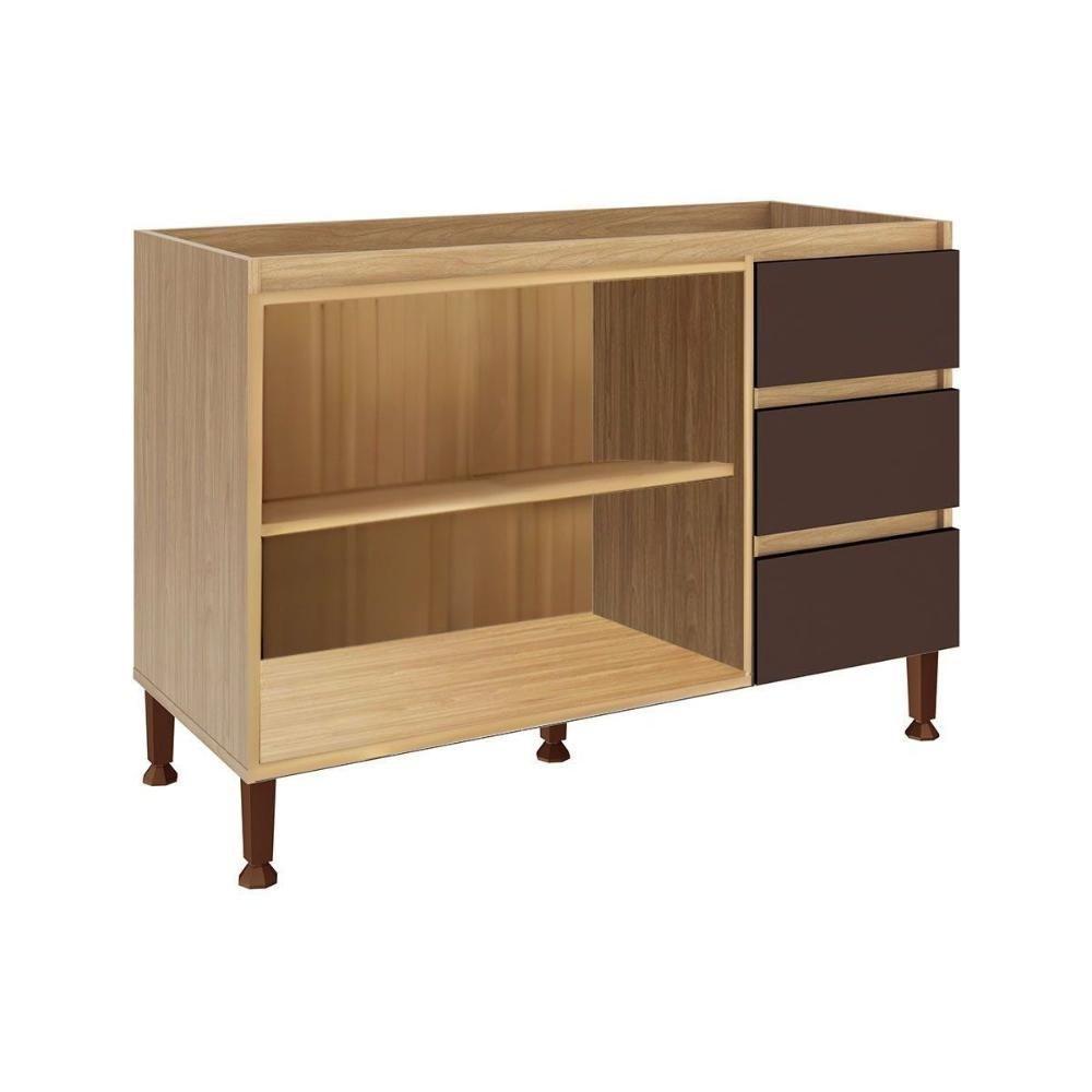 Balcão De Cozinha Modulado Rebeca C- 2 Portas E 3 Gavetas S- Tampo 120cm Mel-avelã - Movelbento - 4