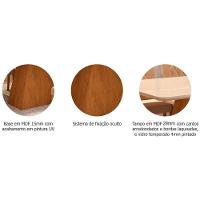 Mesa Multiuso Cozinha Maitê C- Tampo Madeirado C- Vidro Canto Curvo 130x80cm Nature-off White - Cimol - 5