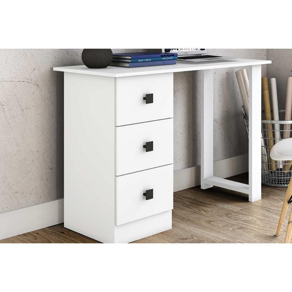 Mesa Computador Casal Msm 436 C- 3 Gavetas Branco - Movelbento - 3