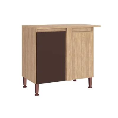 Balcão De Cozinha Modulado C- Tampo Rebeca Canto 94cm Mel-avelã - Movelbento