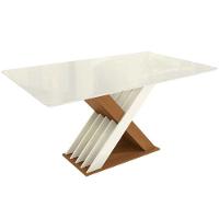 Mesa P- Cozinha Graviola C- Tampo Madeirado C- Vidro 160x90cm Canela-off White-vidro Off White - Kappesberg - 1