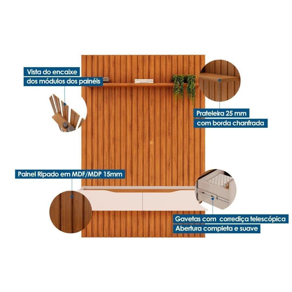 Estante P- Sala Até 55 Pol Pratic Ripado C- 2 Gavetas 143x240cm Bali - Dj Móveis - 4