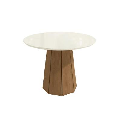 Mesa Multiuso Cozinha Jade C- Tampo Madeirado C- Vidro 105x105cm Canela-vidro Off White - Kappesberg