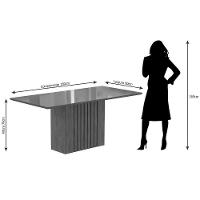 Mesa Multiuso Cozinha Ana C- Tampo Madeirado C- Vidro 180x90cm Nature-off White - Cimol - 2