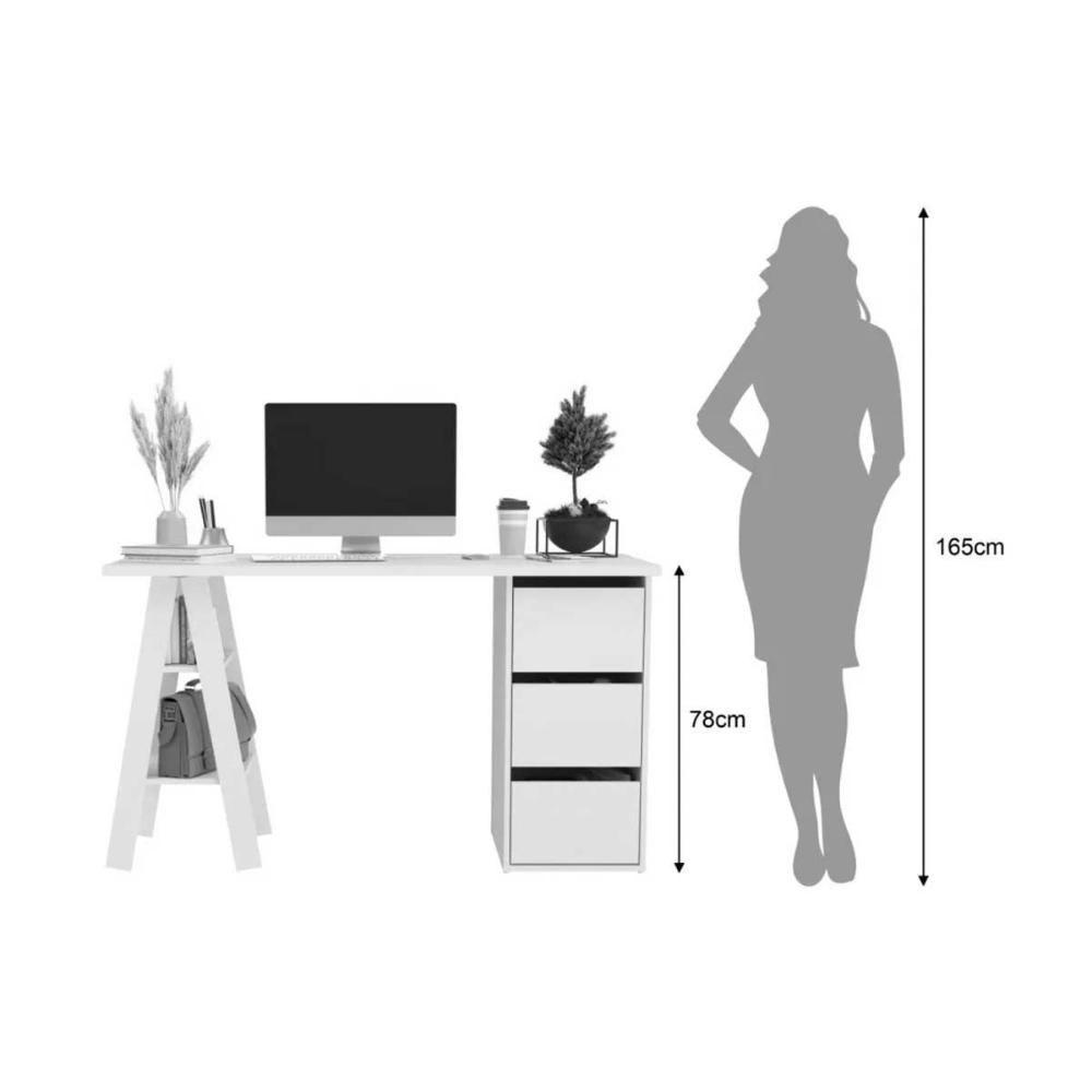 Mesa Computador Mb 1035 C- 3 Gavetas Branco - Movelbento - 2