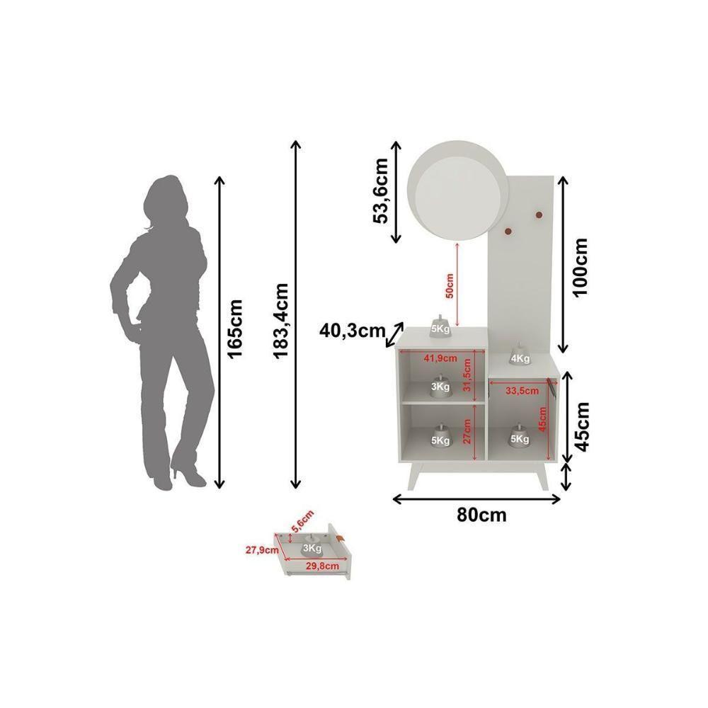 Balcão P- Banheiro C- Pés Bn3680 S- Cuba C- 2 Portas 1 Gaveta E Espelho Branco - Tecno Mobili - 2