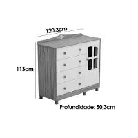 Quarto Infantil Completo Elô 3 Peças (1guardaroupa+1berço+1cômoda) Qi119 Branco-amendoa - Peroba