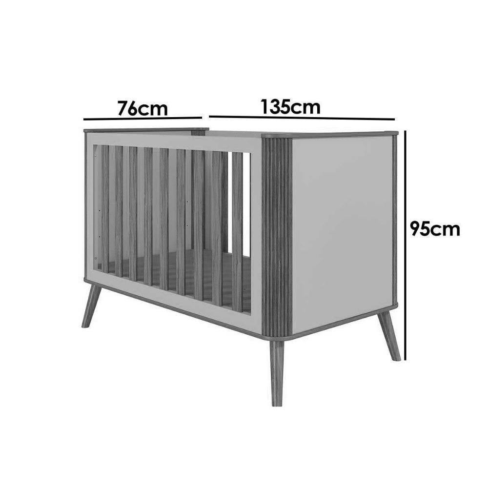 Quarto Infantil Completo Theo 3 Peças (1guardaroupa+1berço+1cômoda) Qi110 Off White-amendoa - Peroba - 4