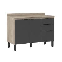 Balcão De Cozinha C- Tampo Firenze C- 3 Portas E 2 Gavetas 120cm Avena-grafito - Demóbile - 1