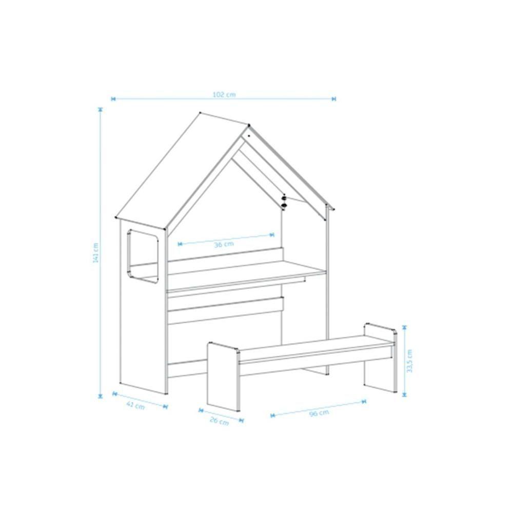 Escrivaninha P- Escritório Casinha C- Banco Branco - Peroba - 4