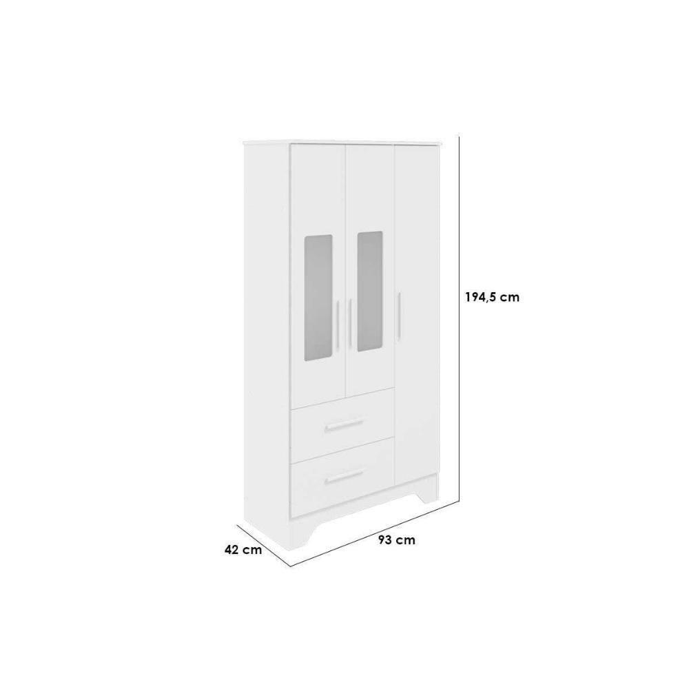 Quarto Infantil Completo Popy 3 Peças (1guardaroupa+1berço+1cômoda) Qi111 Branco - Peroba - 3