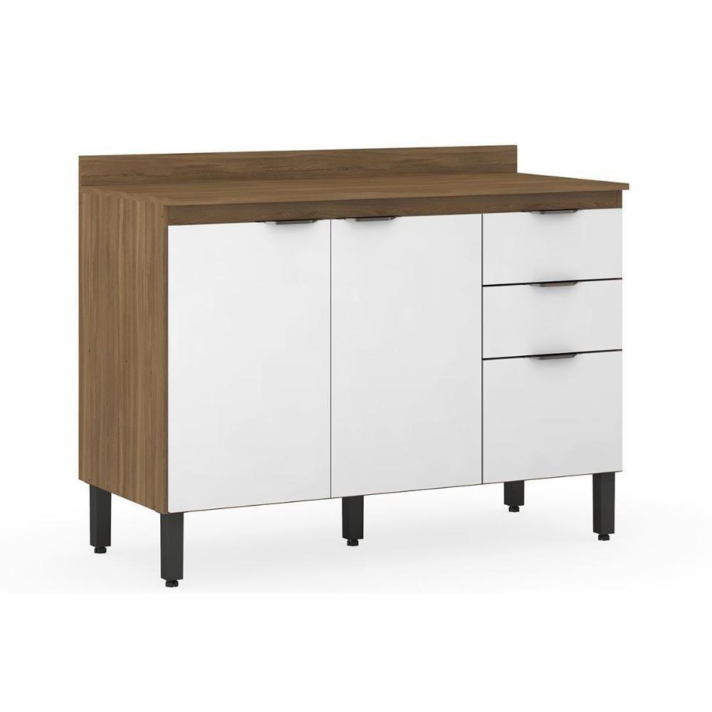 Balcão De Cozinha C- Tampo Firenze C- 3 Portas E 2 Gavetas 120cm Amendola-branco - Demóbile - 1
