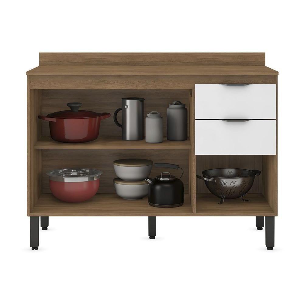 Balcão De Cozinha C- Tampo Firenze C- 3 Portas E 2 Gavetas 120cm Amendola-branco - Demóbile - 3