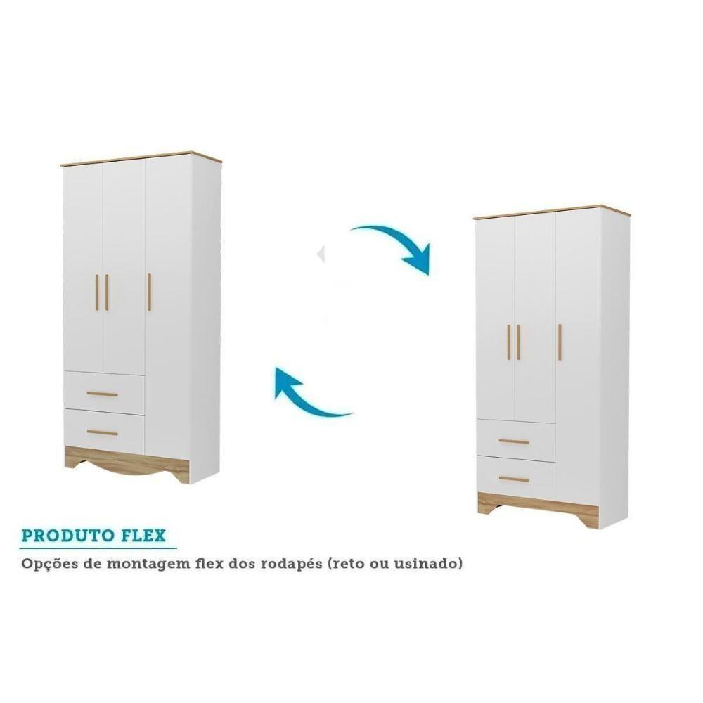 Quarto Infantil Completo Popy 3 Peças (1guardaroupa+1berço+1cômoda) Qi109 Branco-amendoa - Peroba - 5