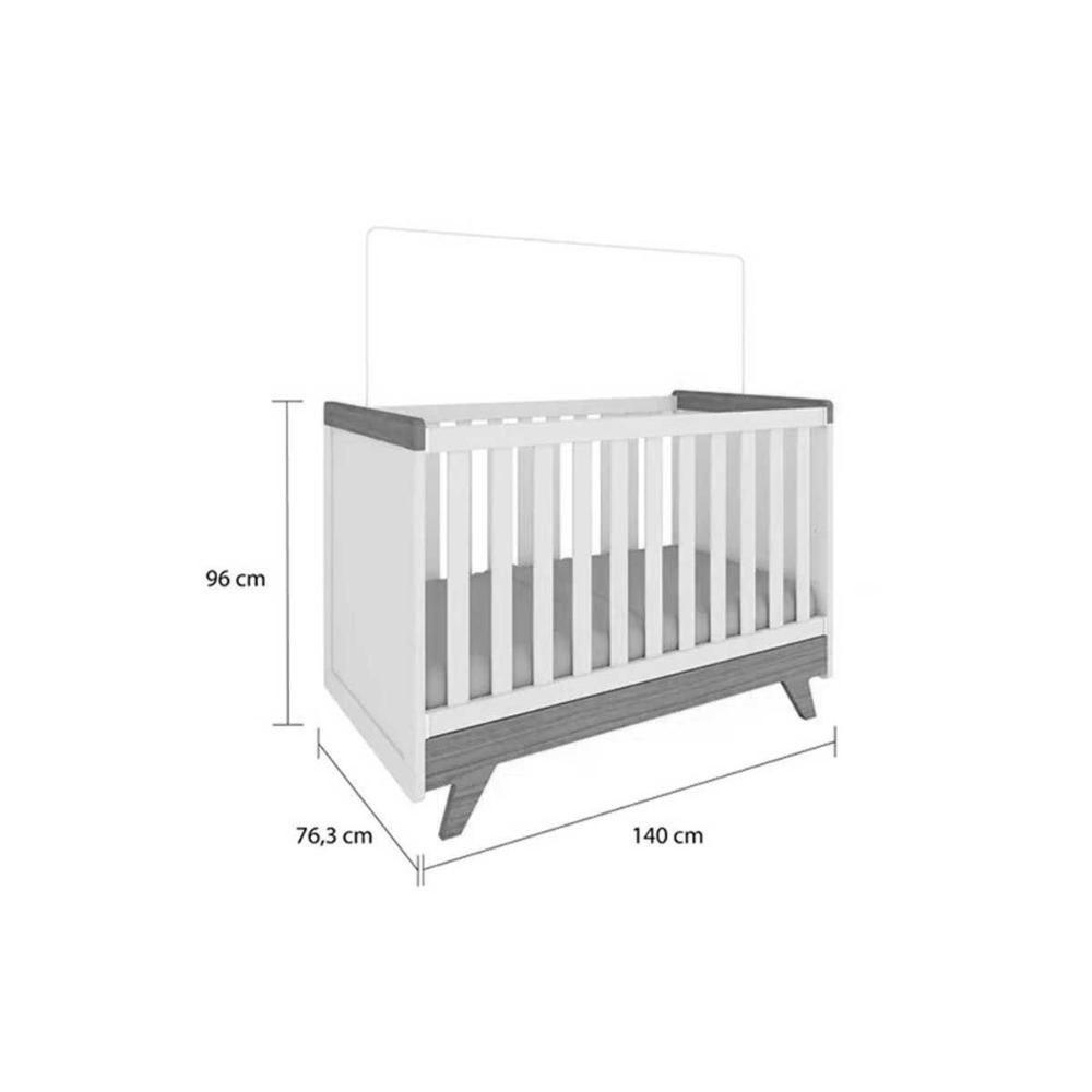 Quarto Infantil Completo Retrô 3 Peças (1guardaroupa+1berço+1cômoda) Qi112 Branco-amendoa - Peroba - 4