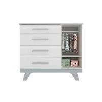 Quarto Infantil Completo Retrô 3 Peças (1guardaroupa+1berço+1cômoda) Qi112 Branco-amendoa - Peroba - 9