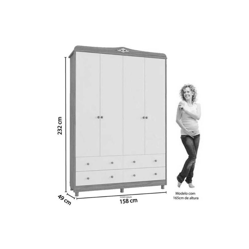 Quarto Infantil Completo Elô 3 Peças (1guardaroupa+1berço+1cômoda) Qi118 Branco-amendoa - Peroba - 3