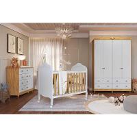 Quarto Infantil Completo Elô 3 Peças (1guardaroupa+1berço+1cômoda) Qi118 Branco-amendoa - Peroba - 1