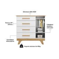 Quarto Infantil Completo Retrô 3 Peças (1guardaroupa+1berço+1cômoda) Qi114 Branco - Peroba - 8