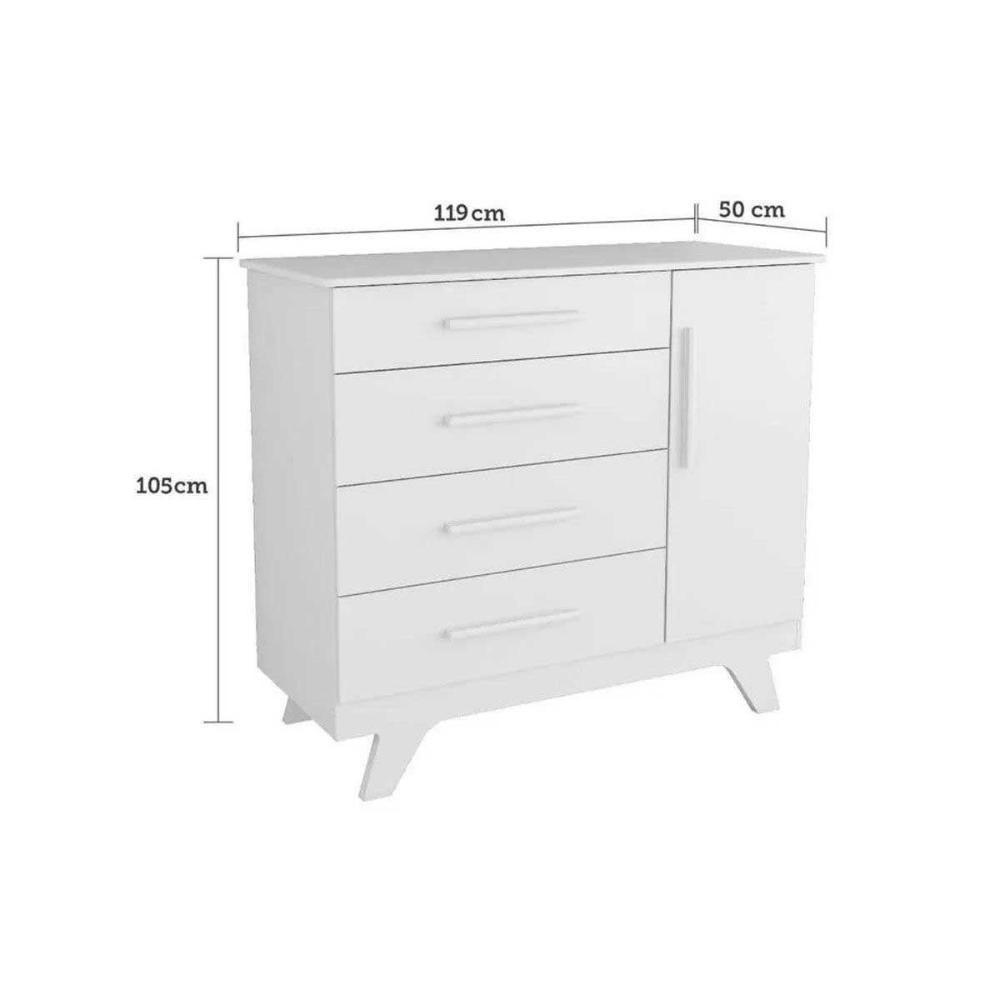 Quarto Infantil Completo Retrô 3 Peças (1guardaroupa+1berço+1cômoda) Qi114 Branco-amendoa - Peroba - 3