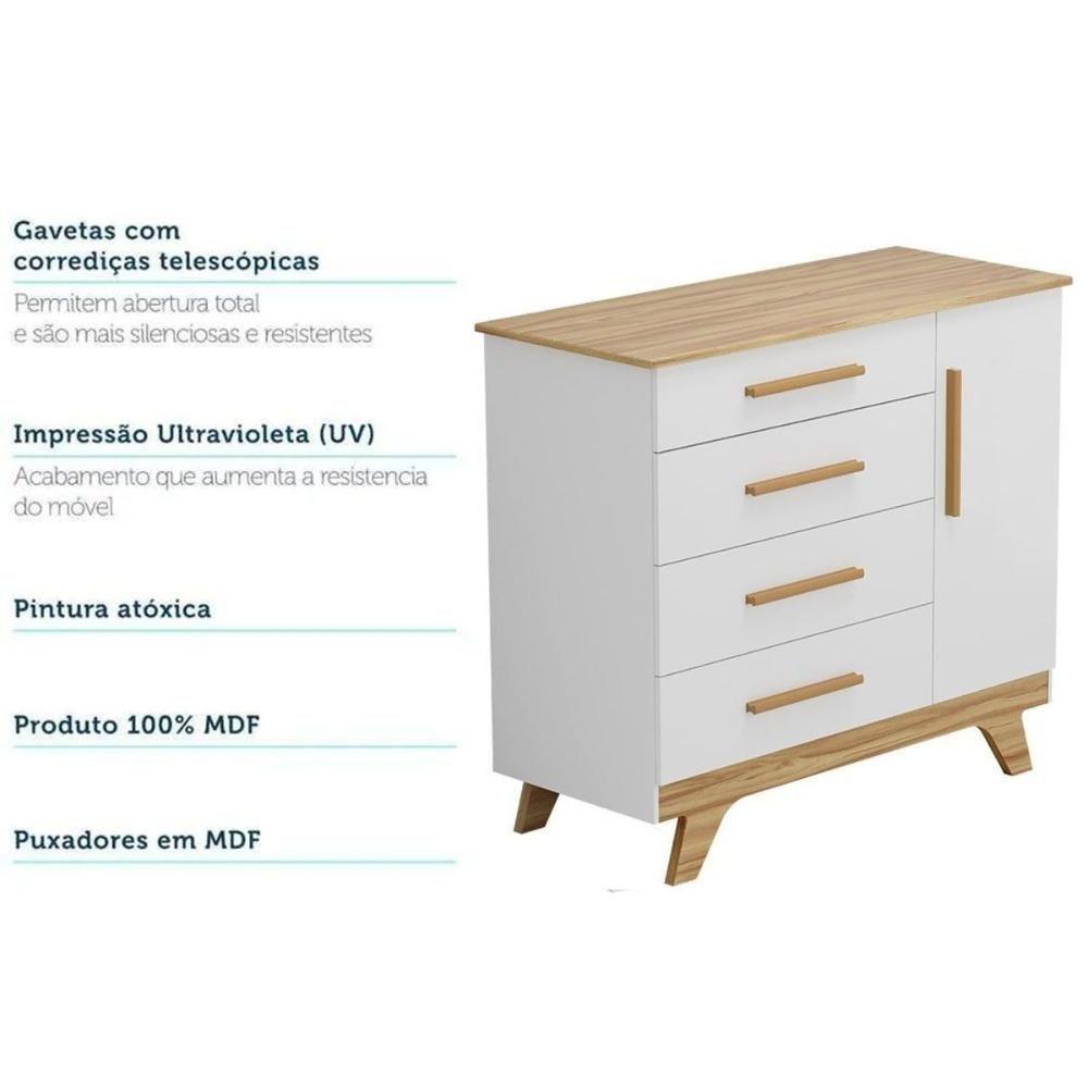 Quarto Infantil Completo Retrô 3 Peças (1guardaroupa+1berço+1cômoda) Qi114 Branco-amendoa - Peroba - 7